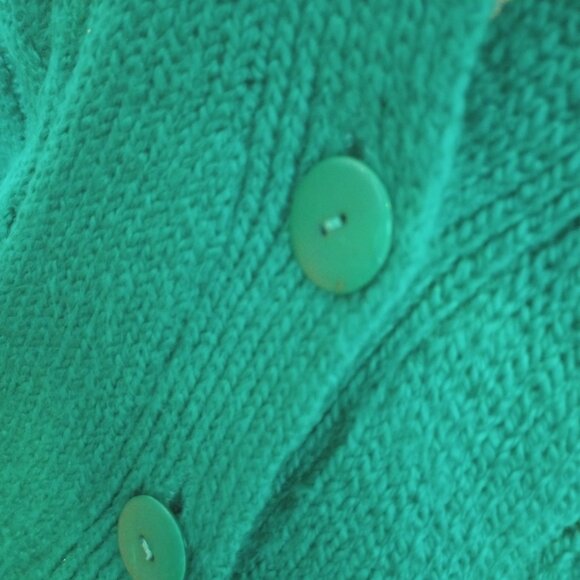 Vintage Kelly Green Cable Knit Sweater Vest sz L Petite - Picture 4 of 11